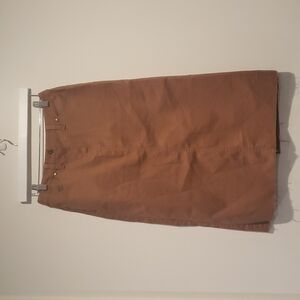 NWOT BROOKS BROTHERS Long Midi skirt raw hem Khaki Zipper Fly